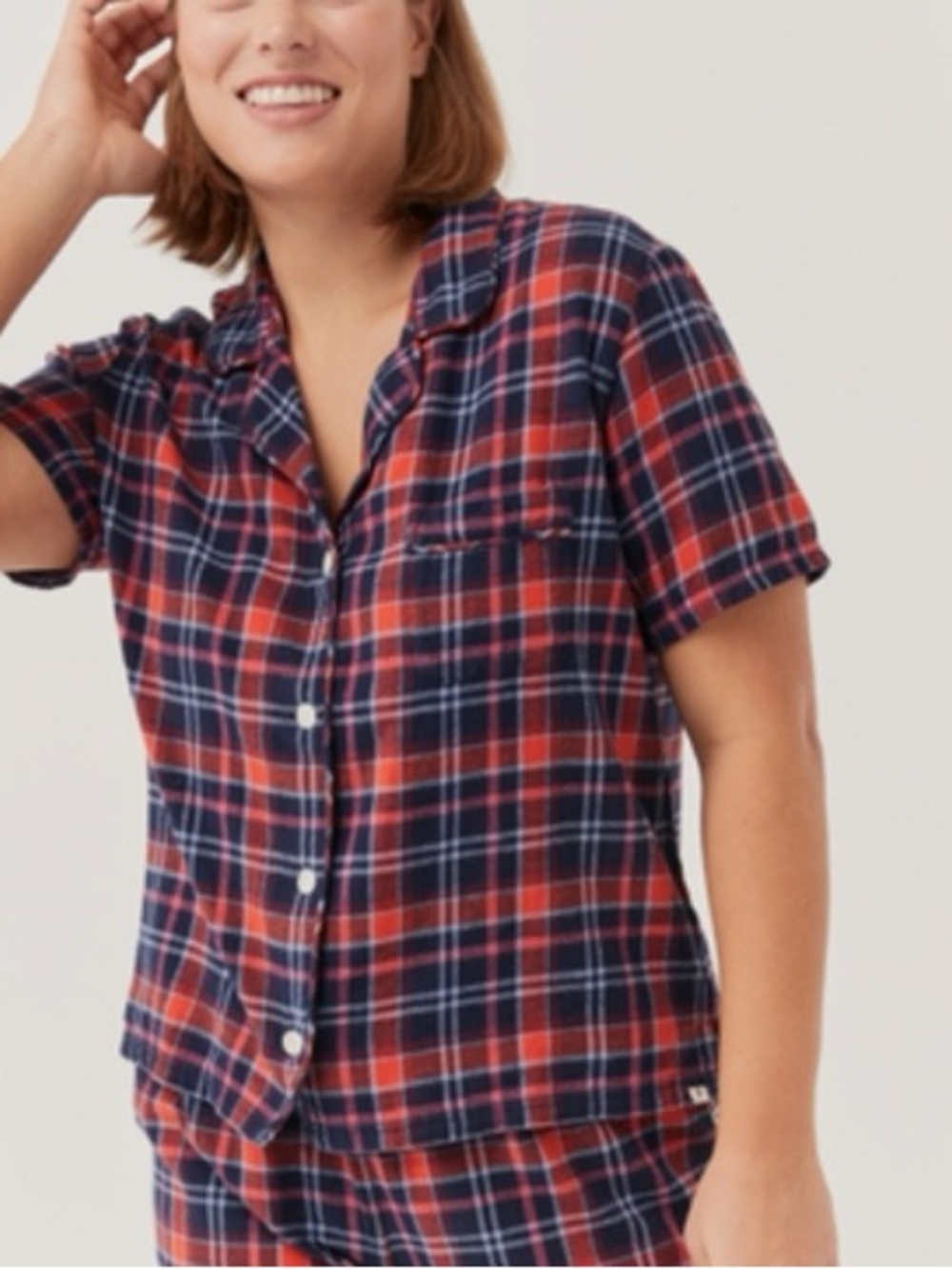 Pact Schoolhouse Yarn Dye Plaid Laughton Flannel Sleep Top M- NWT